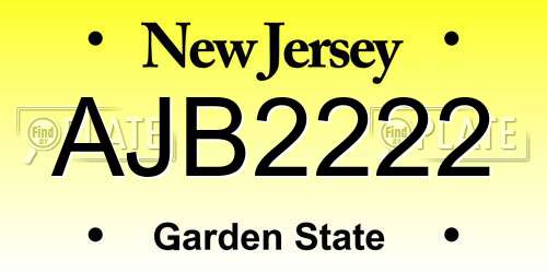 AJB2222 New Jersey License Plate