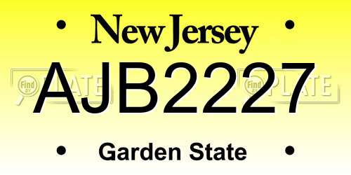 AJB2227 New Jersey License Plate