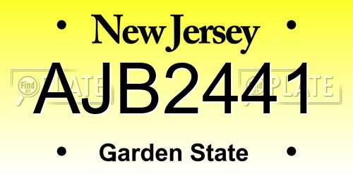 AJB2441 New Jersey License Plate