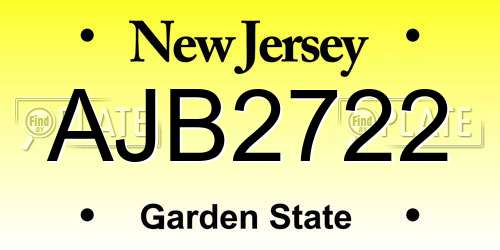 AJB2722 New Jersey License Plate