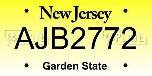 AJB2772 New Jersey License Plate
