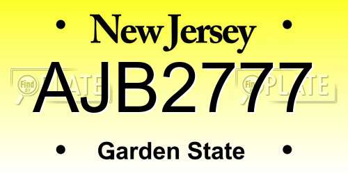 AJB2777 New Jersey License Plate