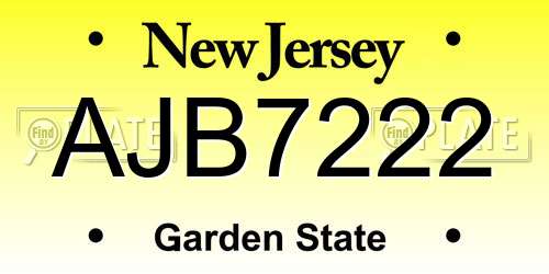 AJB7222 New Jersey License Plate