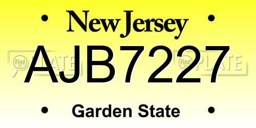 AJB7227 New Jersey License Plate