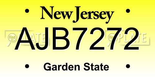 AJB7272 New Jersey License Plate