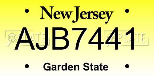 AJB7441 New Jersey License Plate