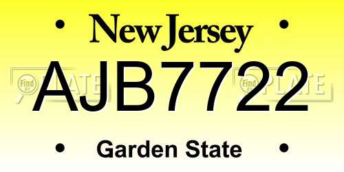 AJB7722 New Jersey License Plate