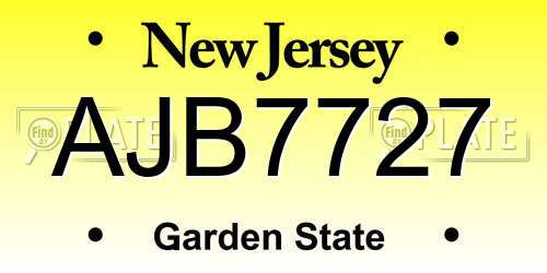 AJB7727 New Jersey License Plate