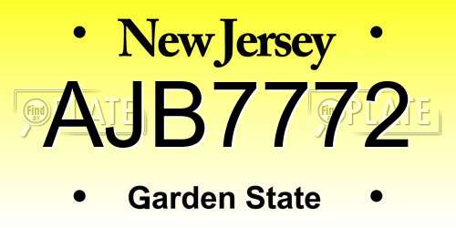 AJB7772 New Jersey License Plate