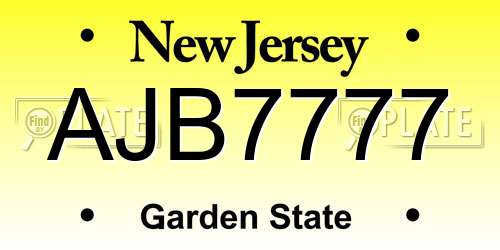 AJB7777 New Jersey License Plate