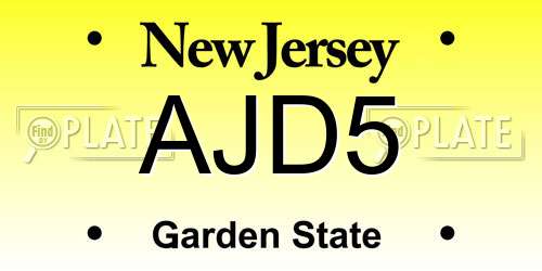 AJD5 New Jersey License Plate