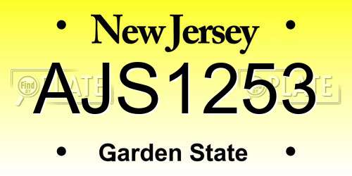 AJS1253 New Jersey License Plate