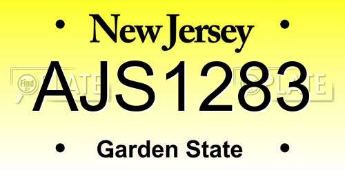 AJS1283 New Jersey License Plate