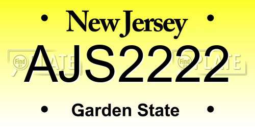 AJS2222 New Jersey License Plate