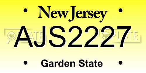 AJS2227 New Jersey License Plate