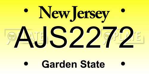 AJS2272 New Jersey License Plate
