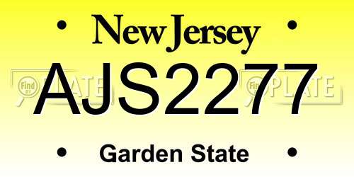 AJS2277 New Jersey License Plate