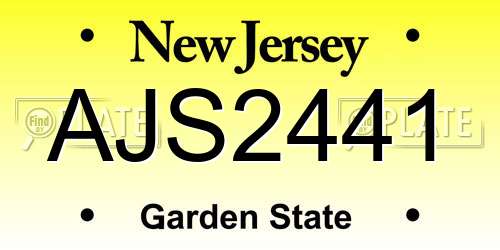 AJS2441 New Jersey License Plate