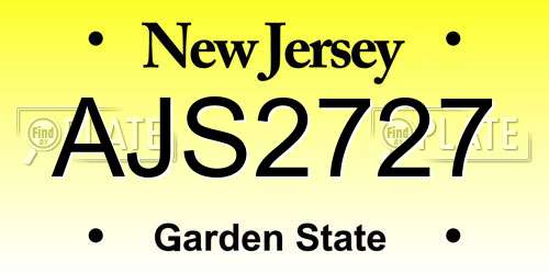 AJS2727 New Jersey License Plate