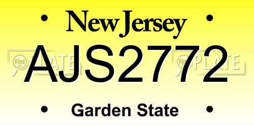 AJS2772 New Jersey License Plate