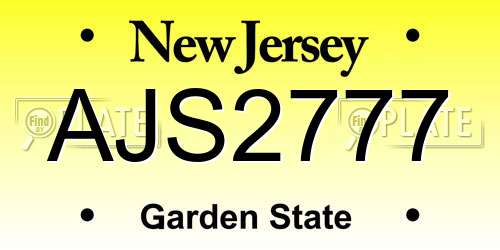 AJS2777 New Jersey License Plate