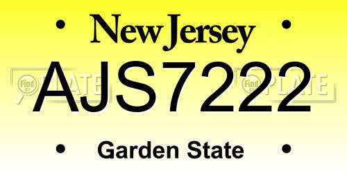 AJS7222 New Jersey License Plate