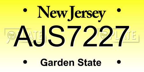 AJS7227 New Jersey License Plate