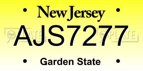 AJS7277 New Jersey License Plate