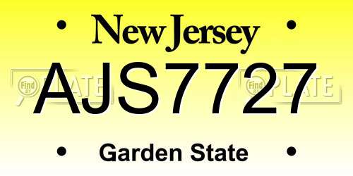 AJS7727 New Jersey License Plate