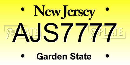 AJS7777 New Jersey License Plate
