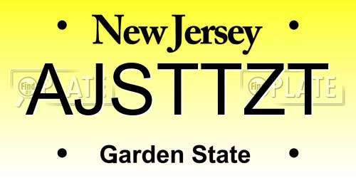 AJSTTZT New Jersey License Plate