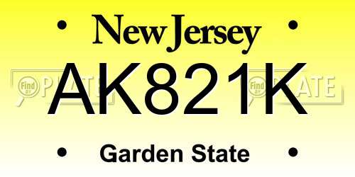 AK821K New Jersey License Plate