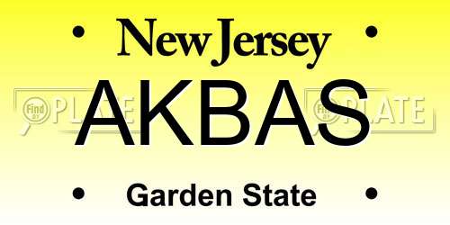 AKBAS New Jersey License Plate