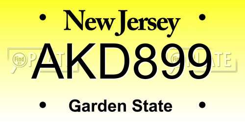 AKD899 New Jersey License Plate