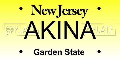 AKINA New Jersey License Plate