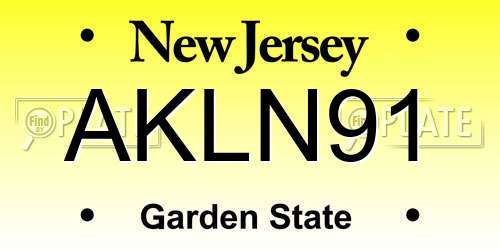 AKLN91 New Jersey License Plate