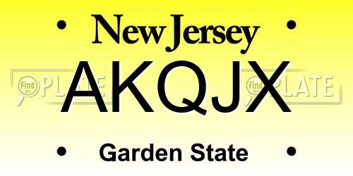 AKQJX New Jersey License Plate
