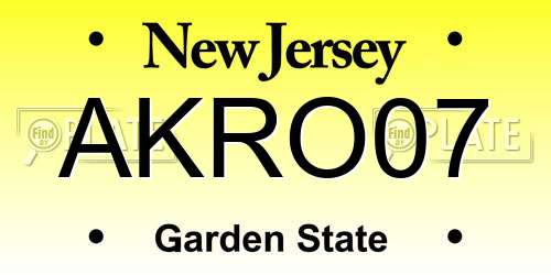 AKRO07 New Jersey License Plate