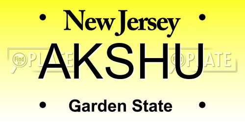 AKSHU New Jersey License Plate