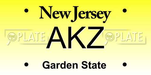 AKZ New Jersey License Plate