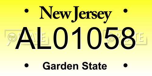 AL01058 New Jersey License Plate