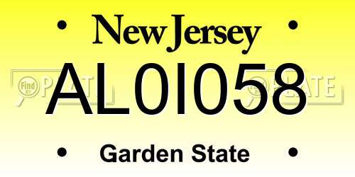 AL0I058 New Jersey License Plate