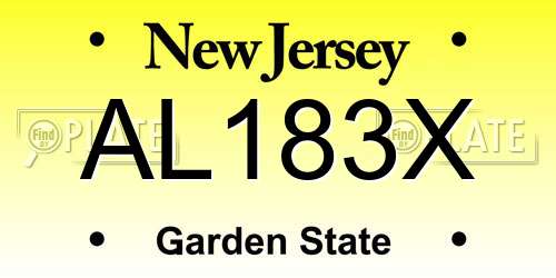 AL183X New Jersey License Plate