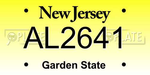 AL2641 New Jersey License Plate