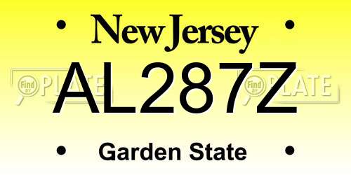 AL287Z New Jersey License Plate