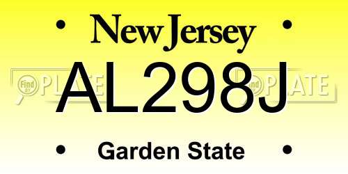 AL298J New Jersey License Plate
