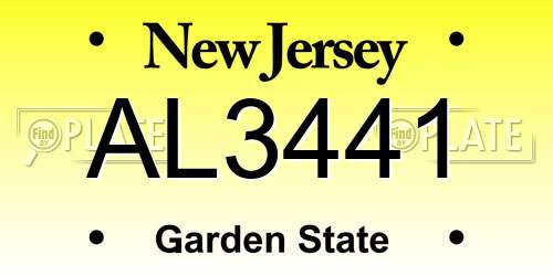 AL3441 New Jersey License Plate