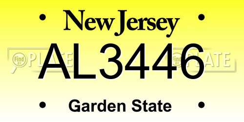 AL3446 New Jersey License Plate
