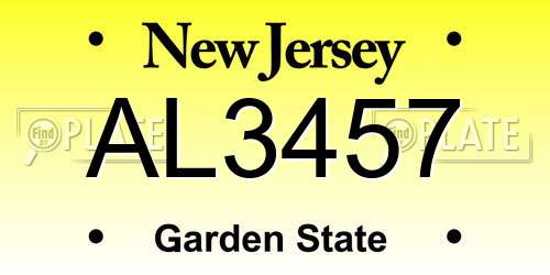 AL3457 New Jersey License Plate