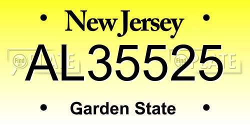 AL35525 New Jersey License Plate